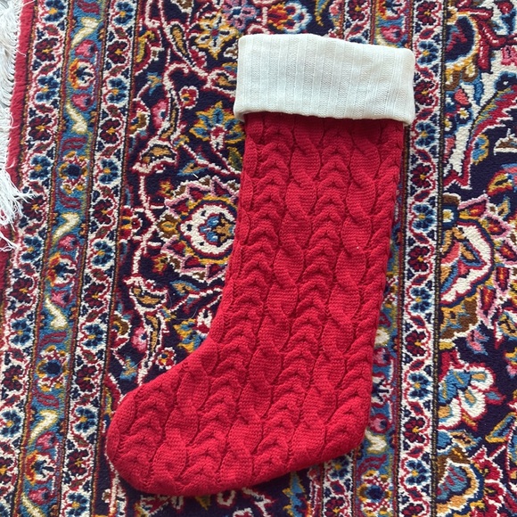 15 inch cabled sweater knit Christmas stocking embroidered B - Picture 5 of 7